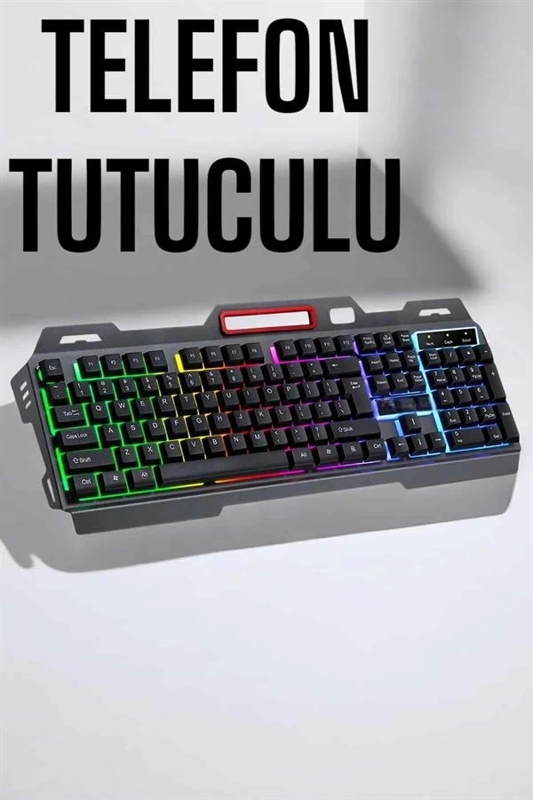 BUĞZ Led Işıklı Oyuncu Klavye Usb Girişli RGB Işıklı Q Klavye Mouse Hediyeli