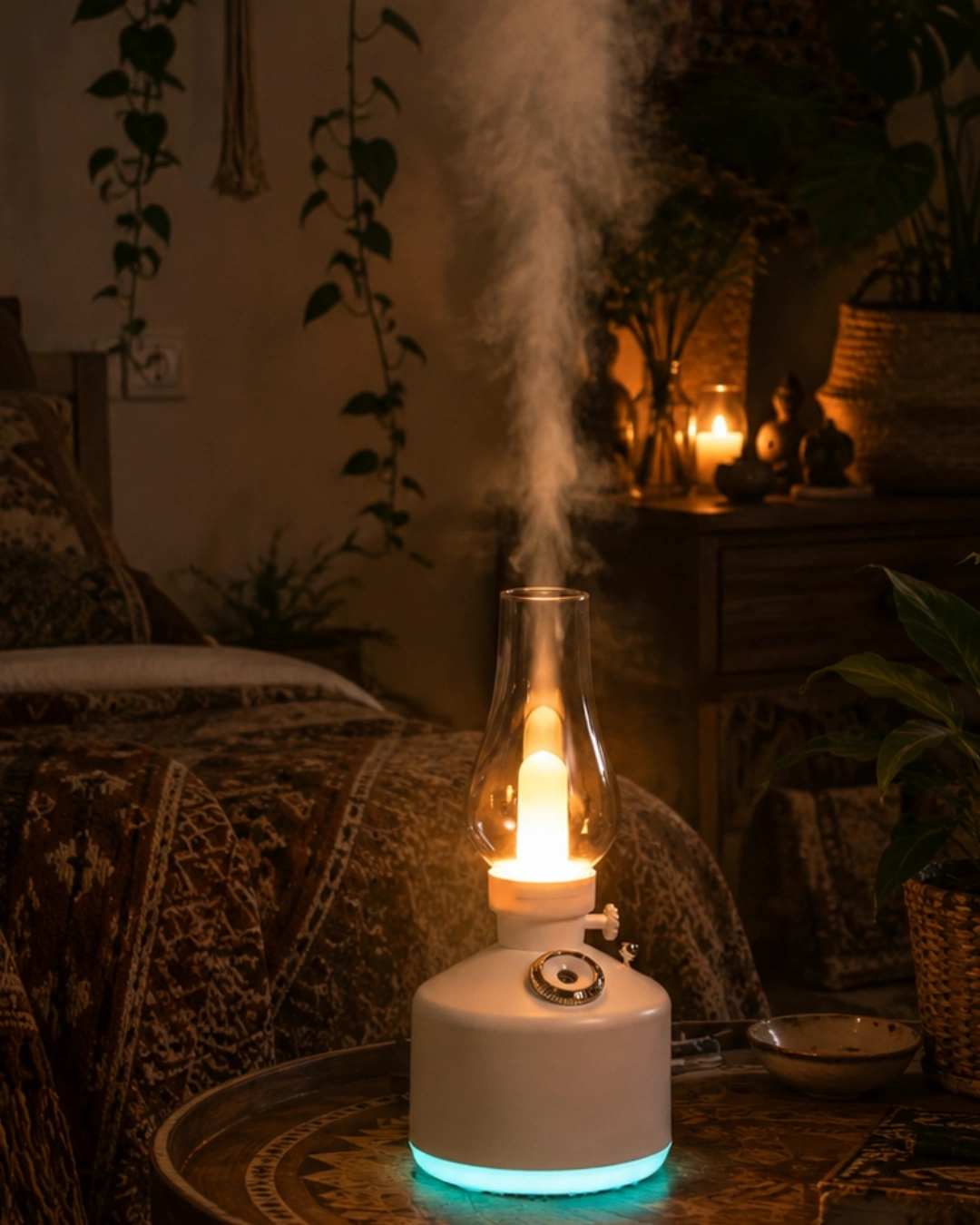 BUĞZ LED Işıklı Vintage Hava Nemlendirici Aromaterapi Difüzörü USB Şarjlı