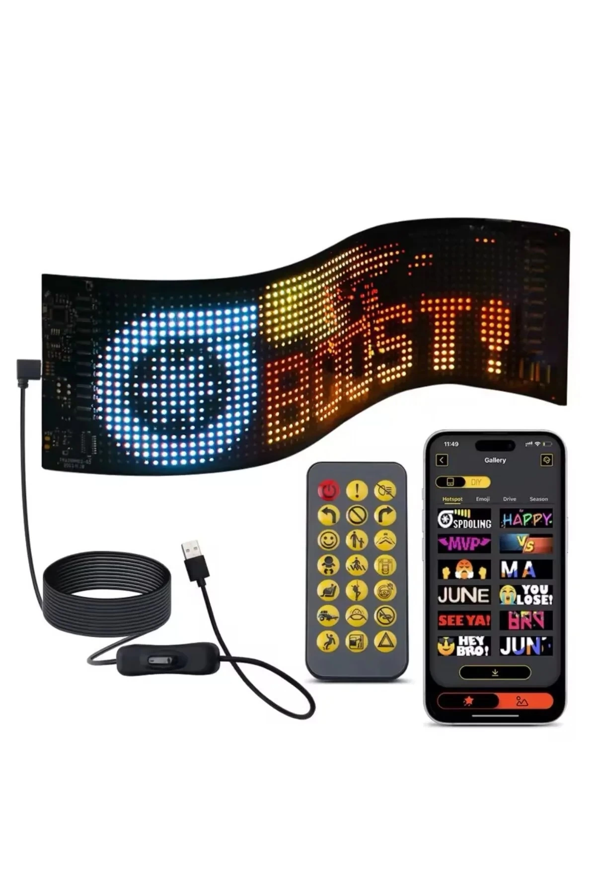 BUĞZ Led Panel Cama Yapışan Telefon Kontrollü Led Ekran Panel 16*64 Led Sayısı