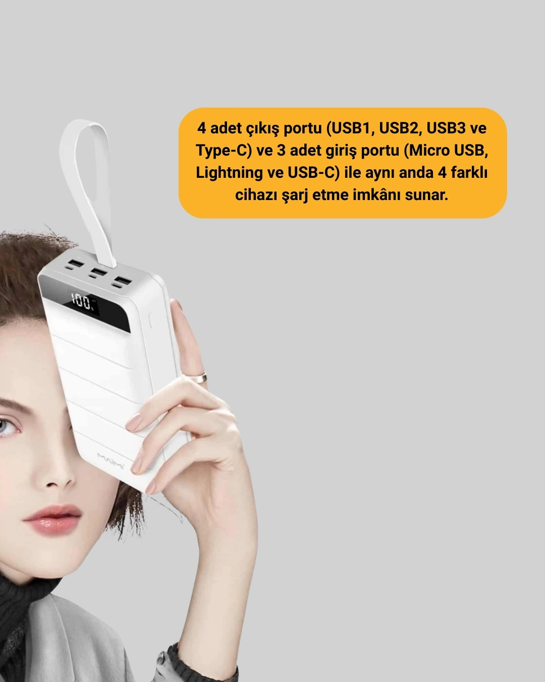 BUĞZ Lightning ve Type-C Girişli 50000mAh Powerbank