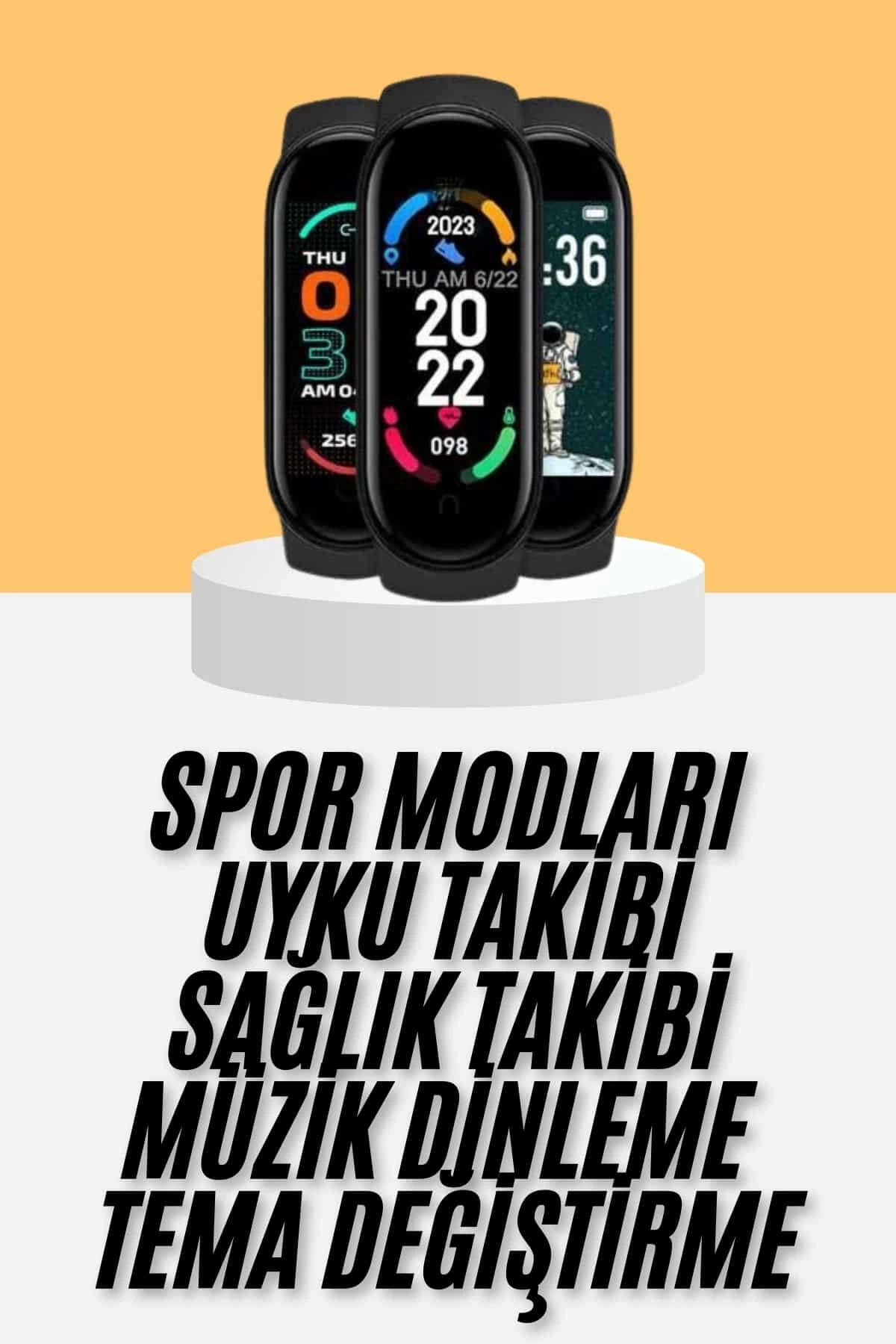 BUĞZ M6 Akıllı Bileklik Siyah Adımsayar Spor Takibi Android ve İOS Uyumlu