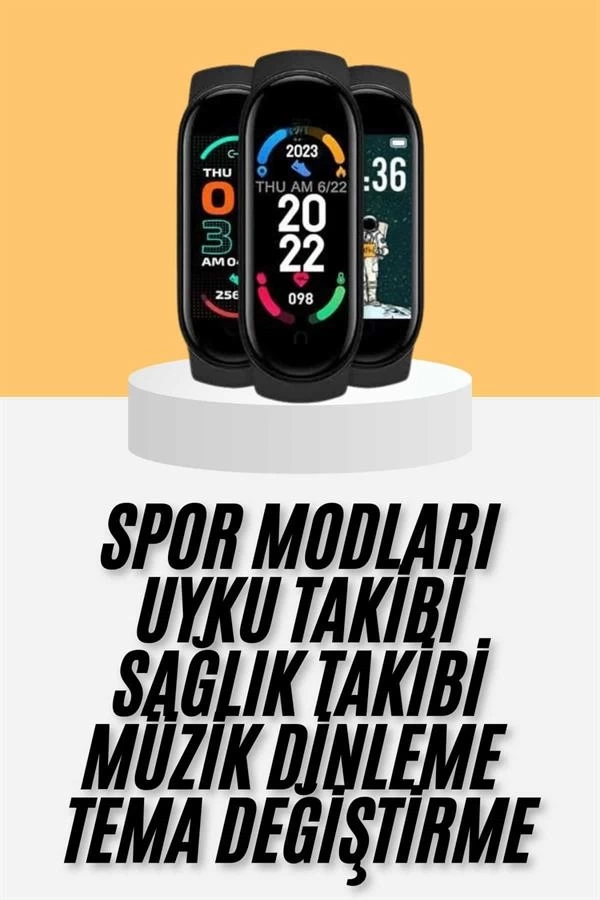 BUĞZ M6 Akıllı Bileklik Siyah Adımsayar Spor Takibi Android ve İOS Uyumlu
