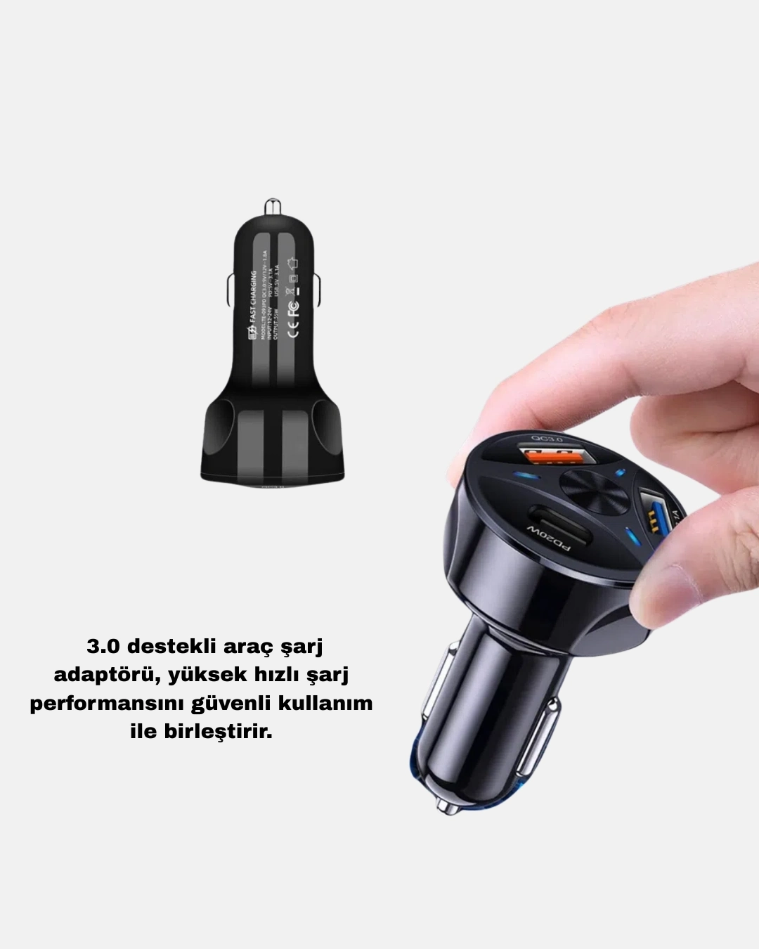 BUĞZ Manyetik Araç Telefon Tutucu ve Hızlı Şarj Adaptörü 2’li Set