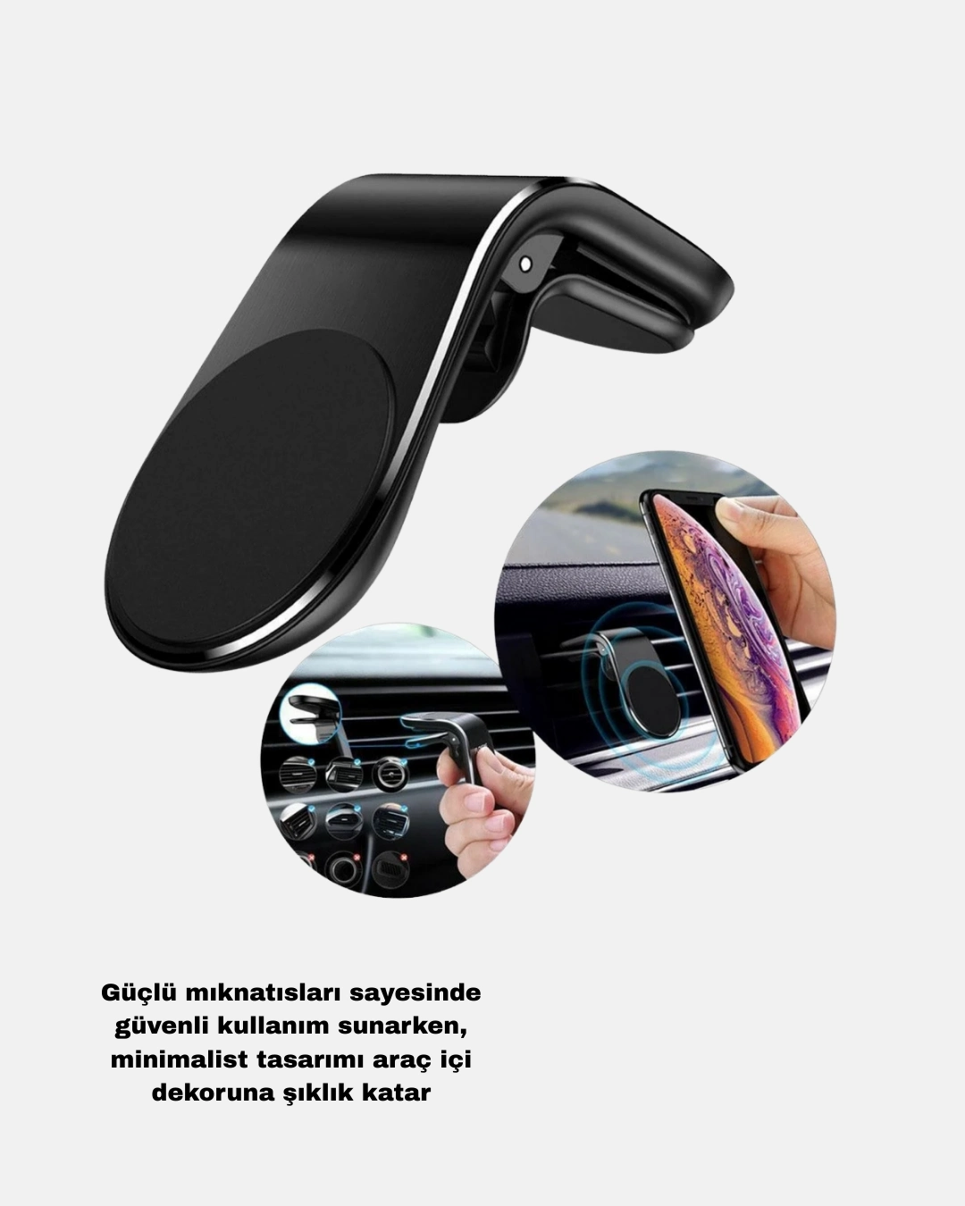 BUĞZ Manyetik Araç Telefon Tutucu ve Hızlı Şarj Adaptörü 2’li Set