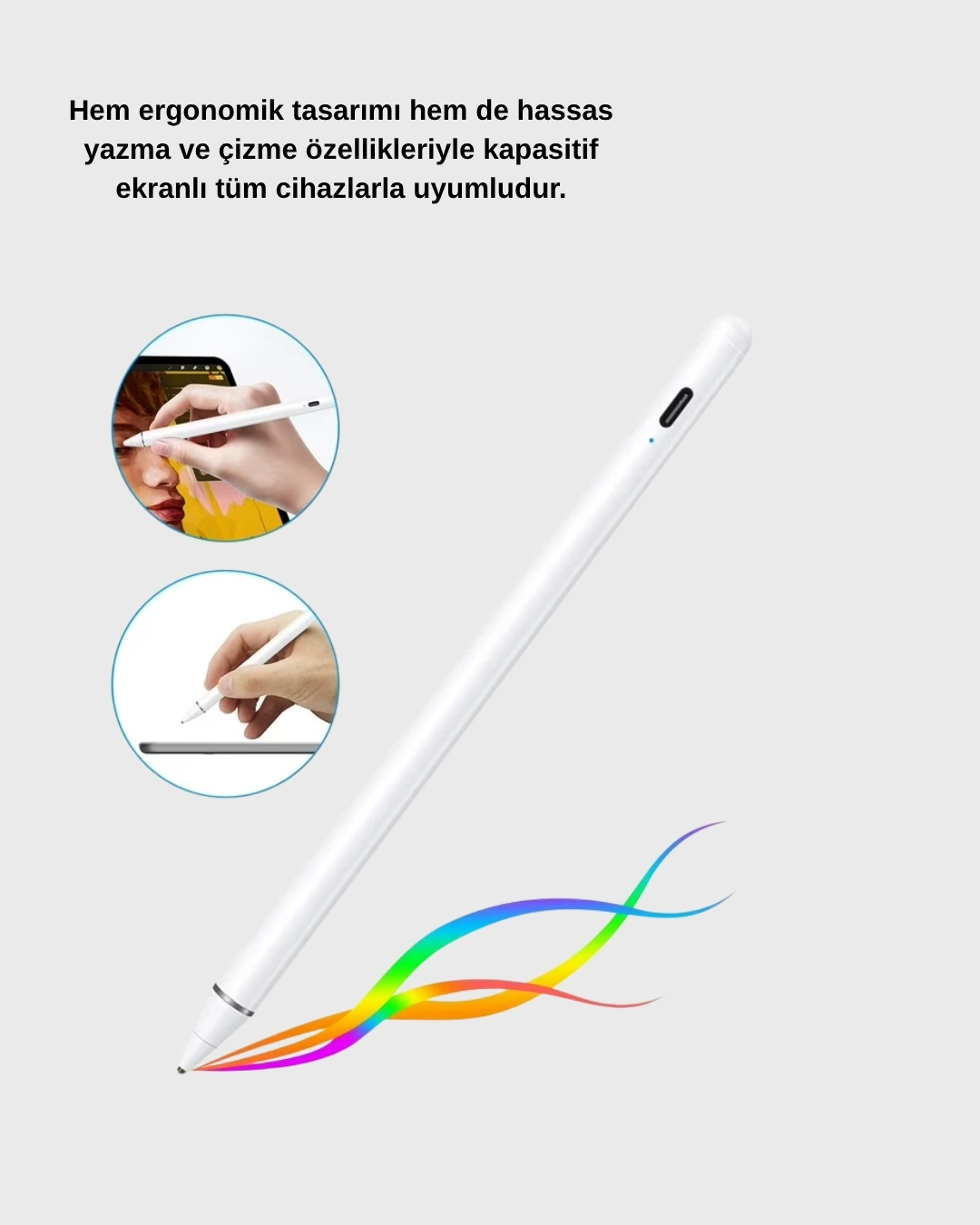 BUĞZ Manyetik Dokunmatik Kalem – Bluetooth Gerektirmeyen, Type-C Şarjlı, iPad ve Android Uyumlu Hassas Stylus
