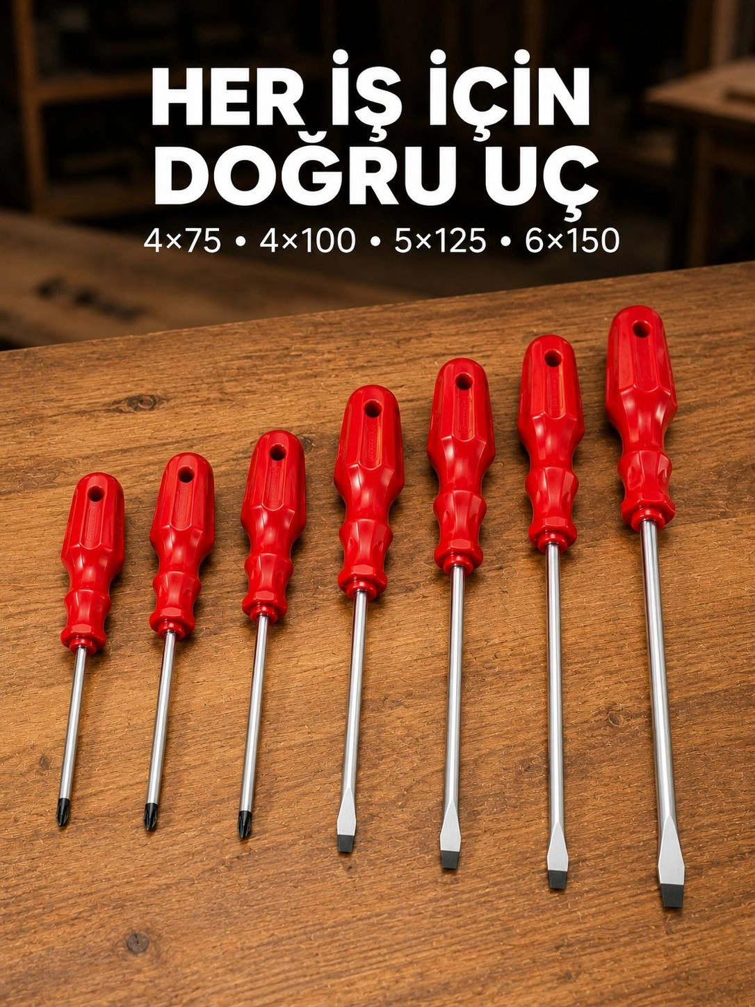 BUĞZ Manyetik Uçlu 7 Parça Tornavida Seti Düz ve Yıldız Tornavida