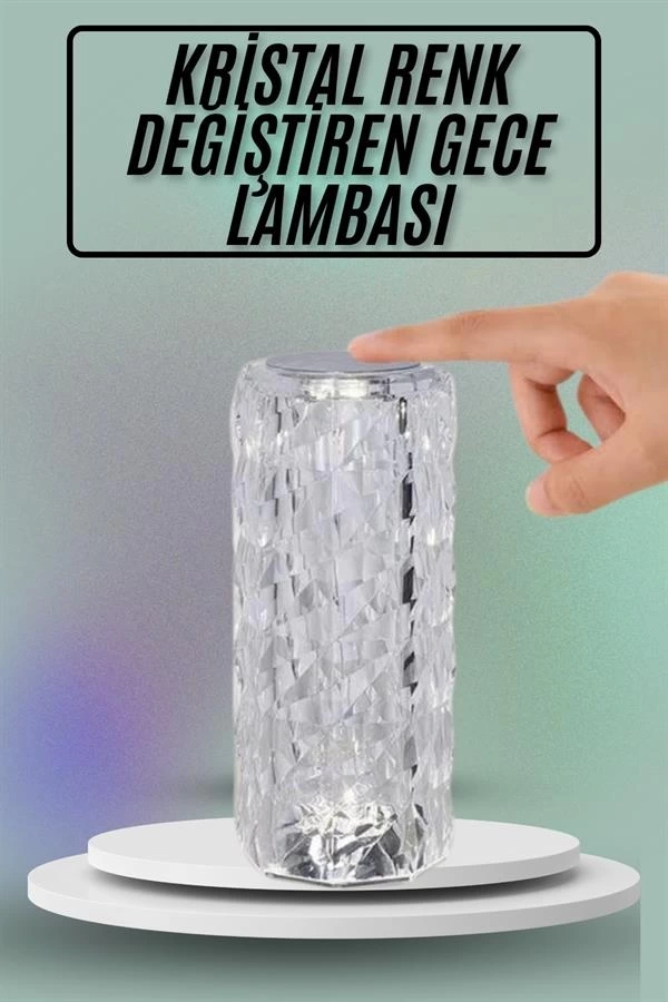 BUĞZ Masa ve Gece Lambası Şık ve Dayanıklı Sensörlü Şarjlı Kristal Lamba