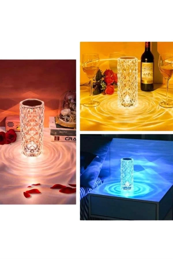 BUĞZ Masa ve Gece Lambası Şık ve Dayanıklı Sensörlü Şarjlı Kristal Lamba