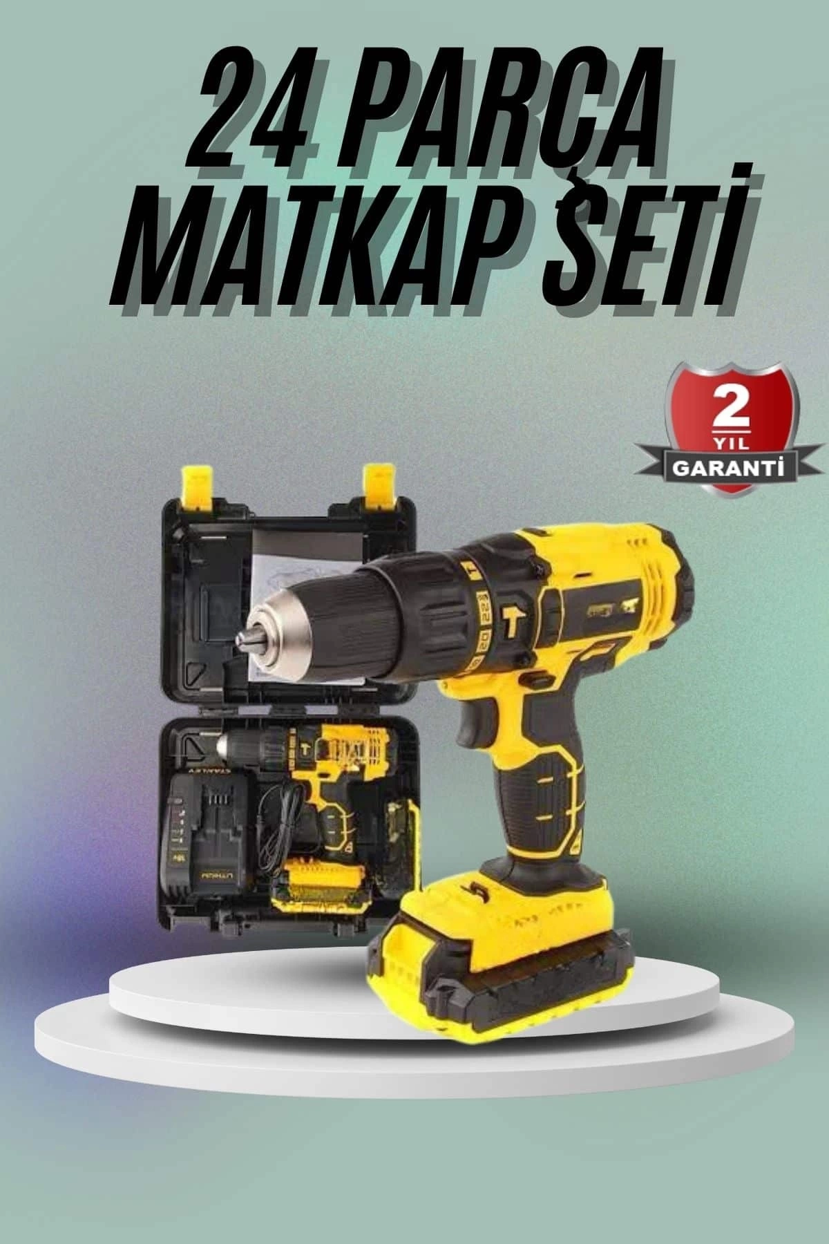 BUĞZ Matkap Seti 24 Parça Çift Bataryalı Darbeli Led Işıklı Vidalama