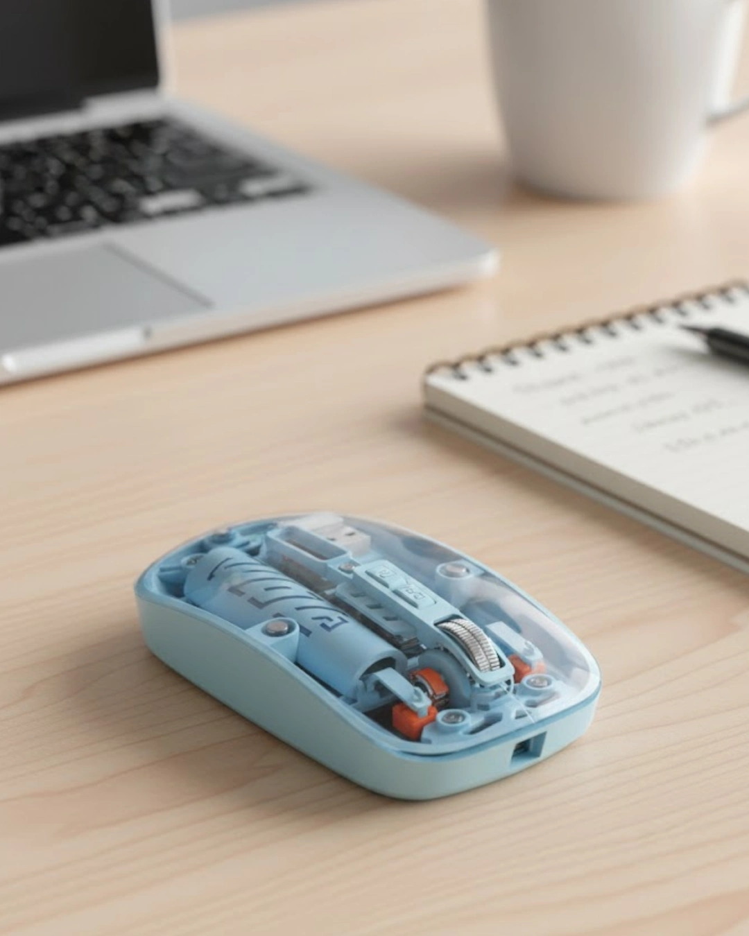 BUĞZ Mavi Kablosuz Mouse Bluetooth ve USB Çift Mod Bağlantılı