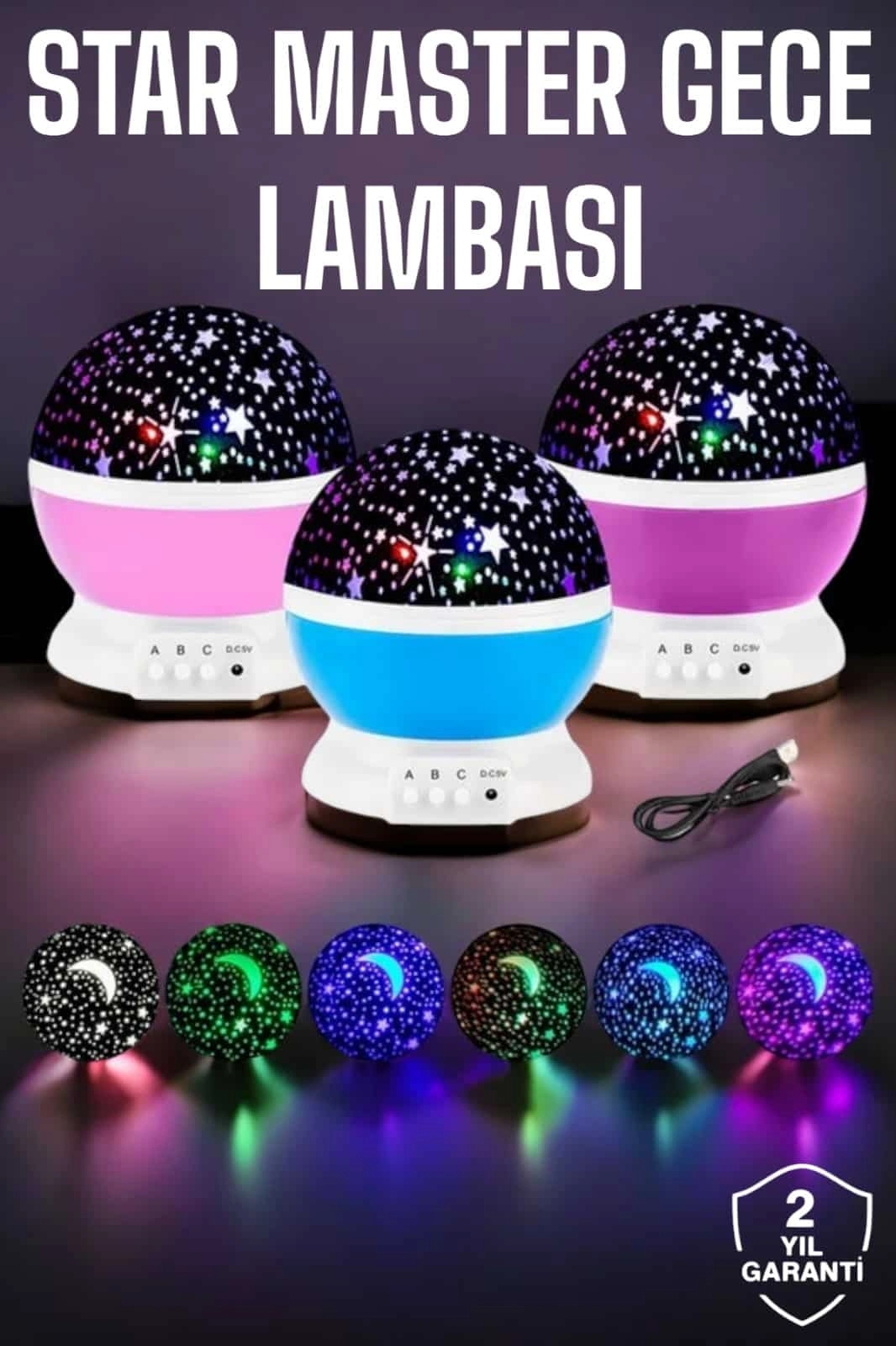 BUĞZ Mavi ve Mor Işıklı Projeksiyon Lambası