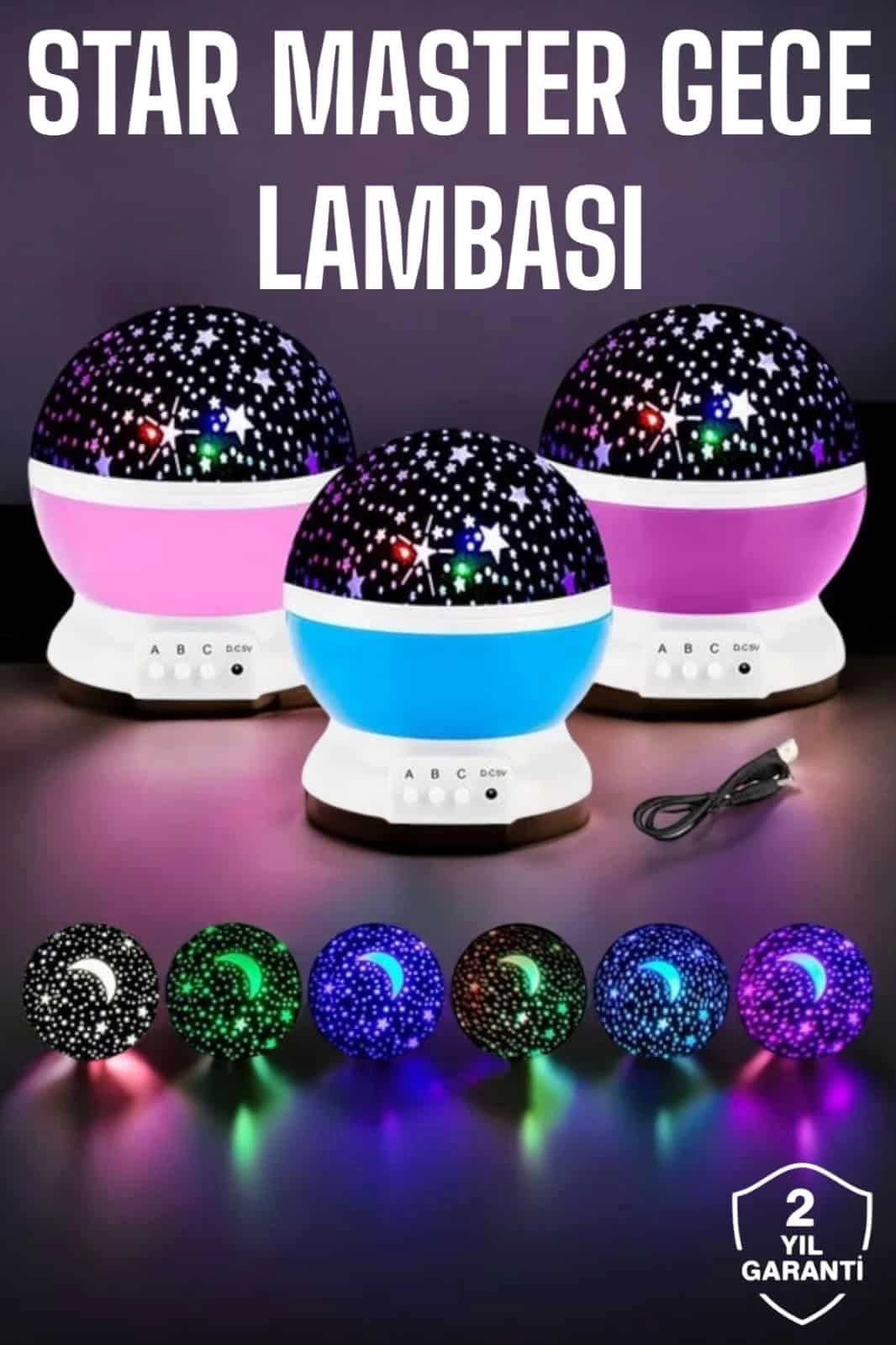 BUĞZ Mavi ve Mor Işıklı Projeksiyon Lambası