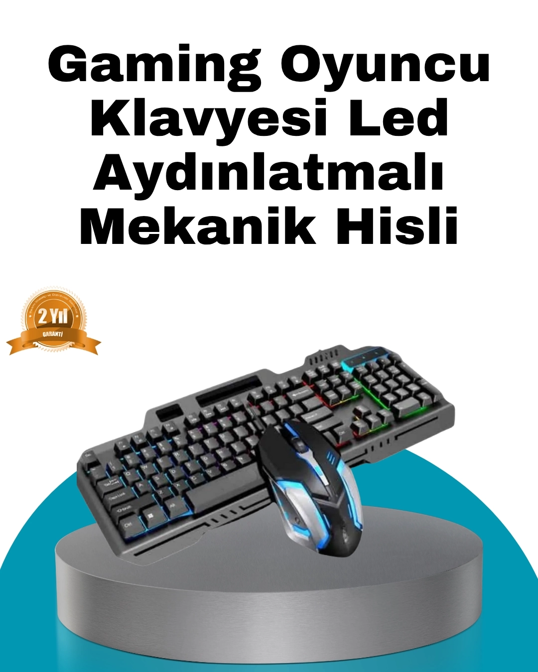 BUĞZ Mekanik Oyuncu Seti – LED Işıklandırma ve Ergonomik Mouse
