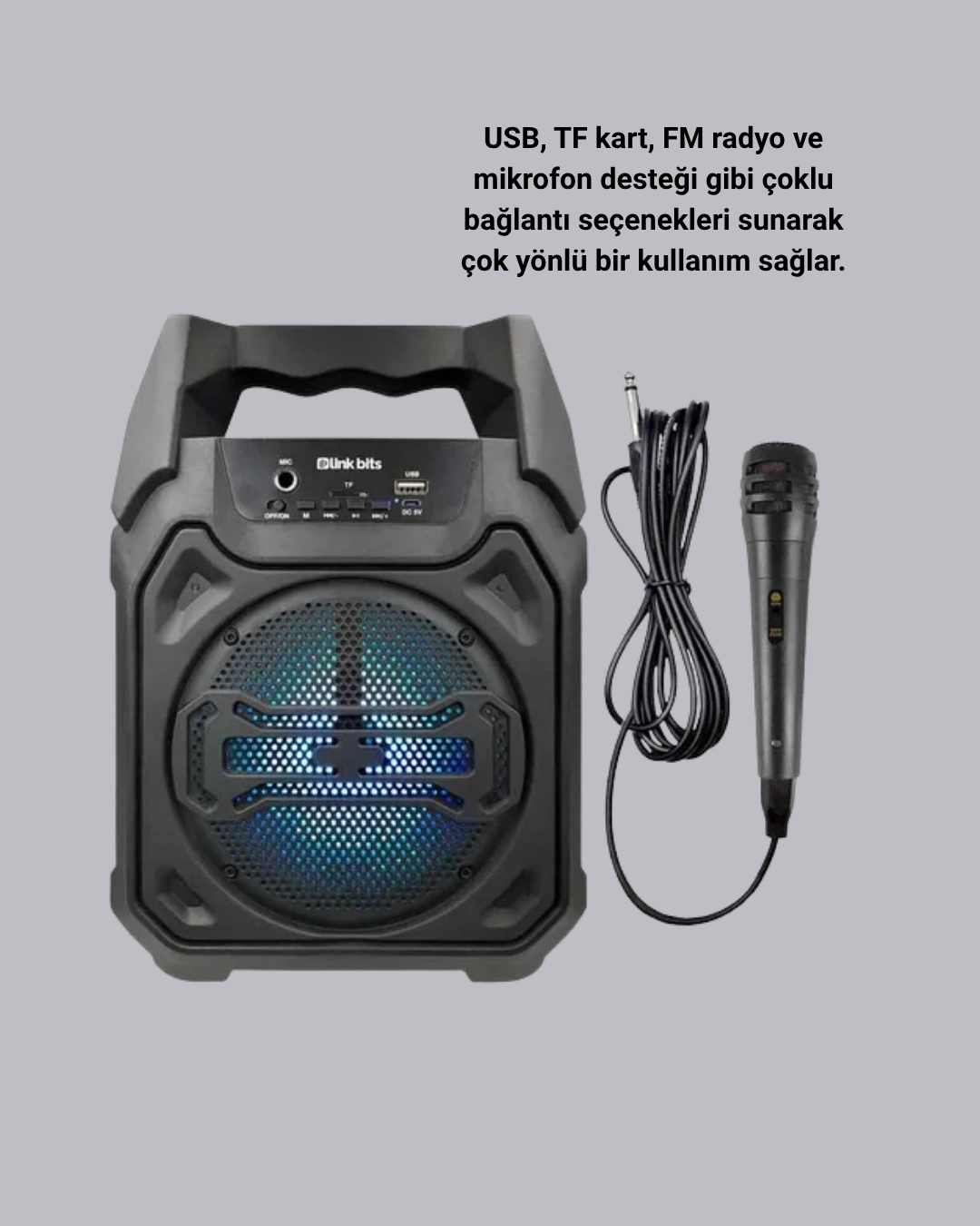 BUĞZ Mikrofonlu Bluetooth Ses Sistemli USB, Micro SD, FM ve Uzun Pil Ömrü