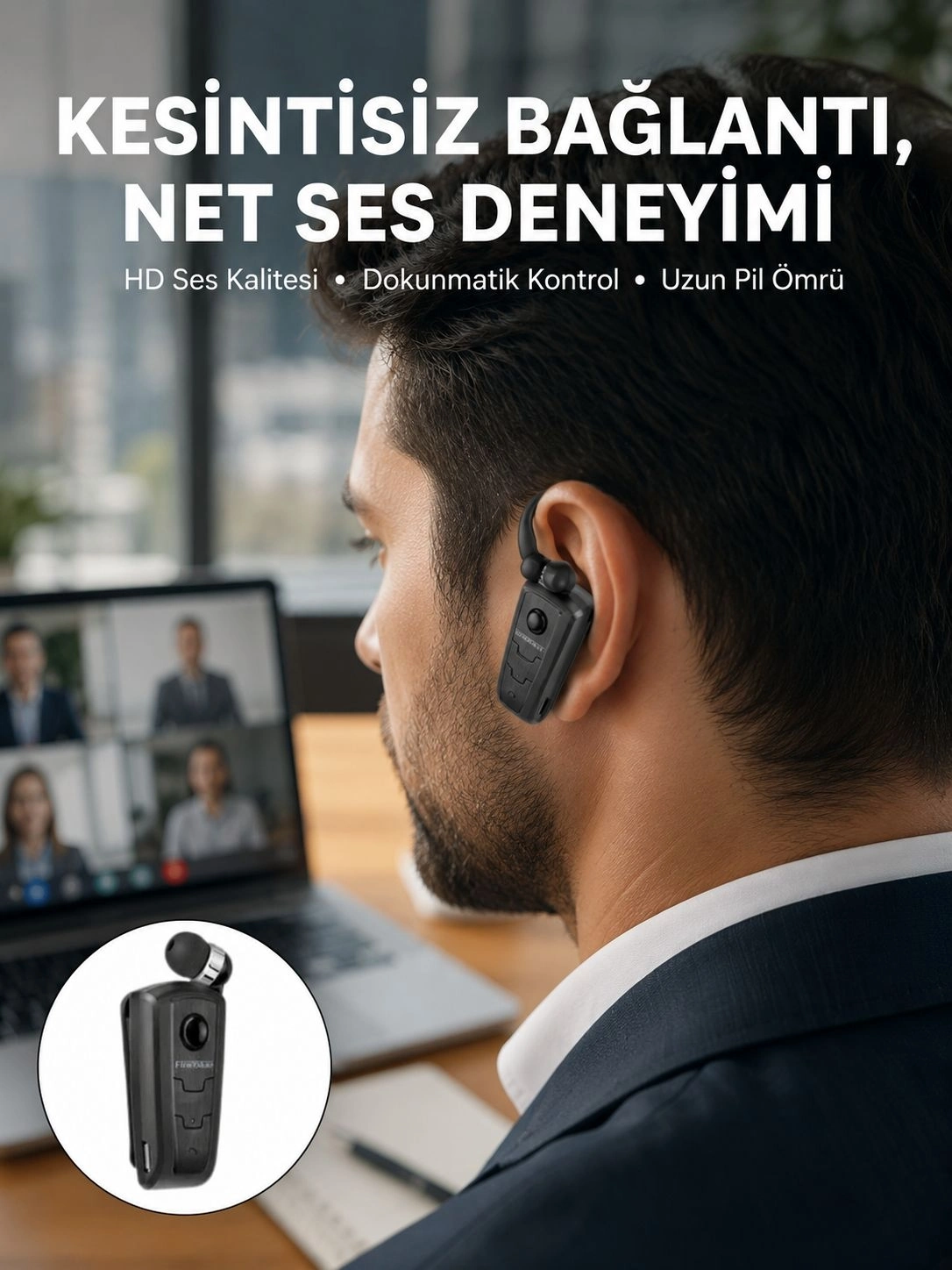 BUĞZ Mikrofonlu Makaralı Bluetooth Kulakiçi Kulaklık Android ve İOS Uyumlu Yeni Nesil