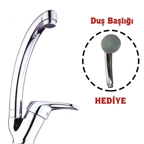 BUĞZ Mix Kuğu Mutfak Evye Batarya + Duş Başlığı Hediyeli