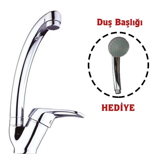 BUĞZ Mix Kuğu Mutfak Evye Batarya + Duş Başlığı Hediyeli
