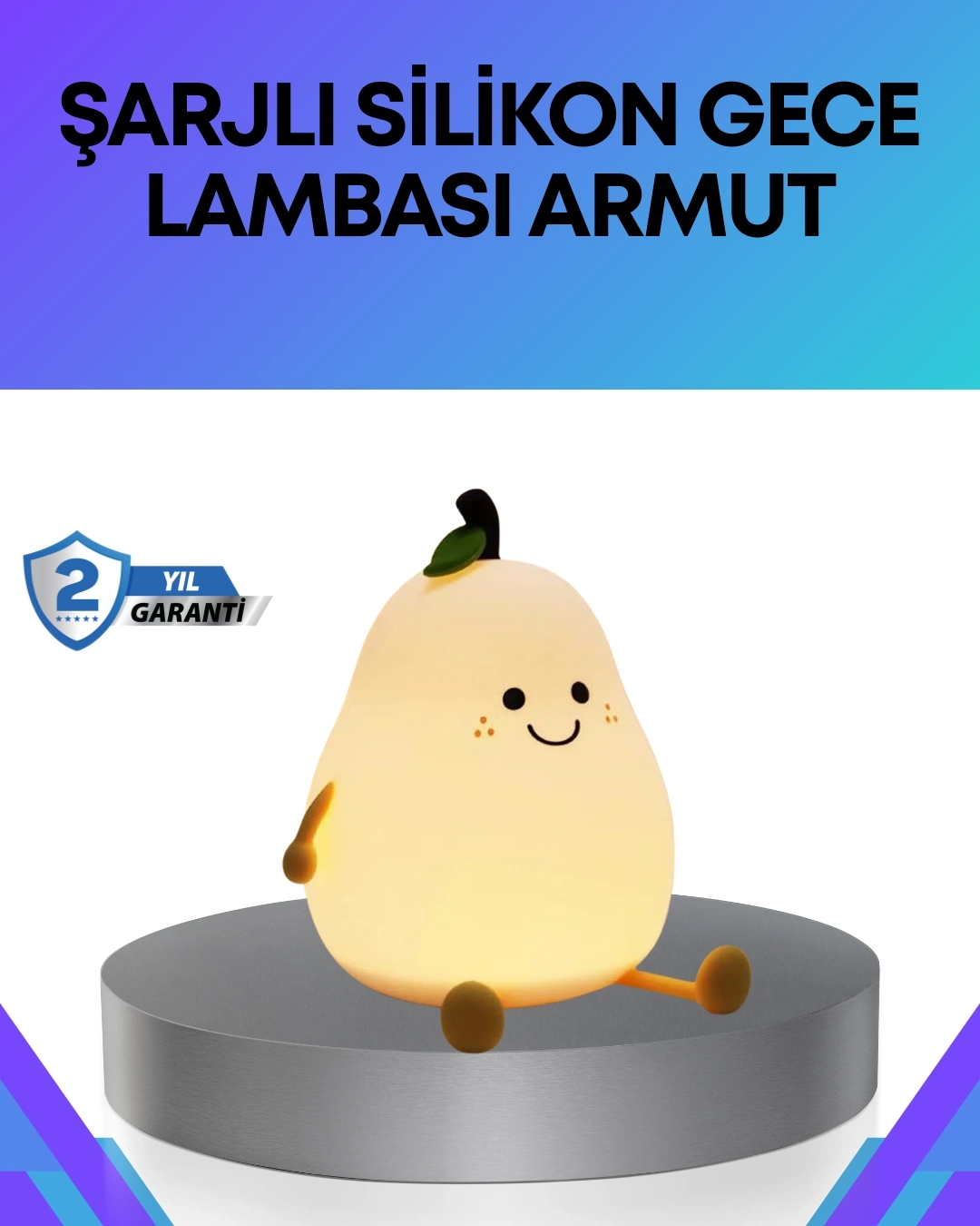 BUĞZ Modern Armut Gece Lambası Kablosuz Şarjlı LED Aydınlatma