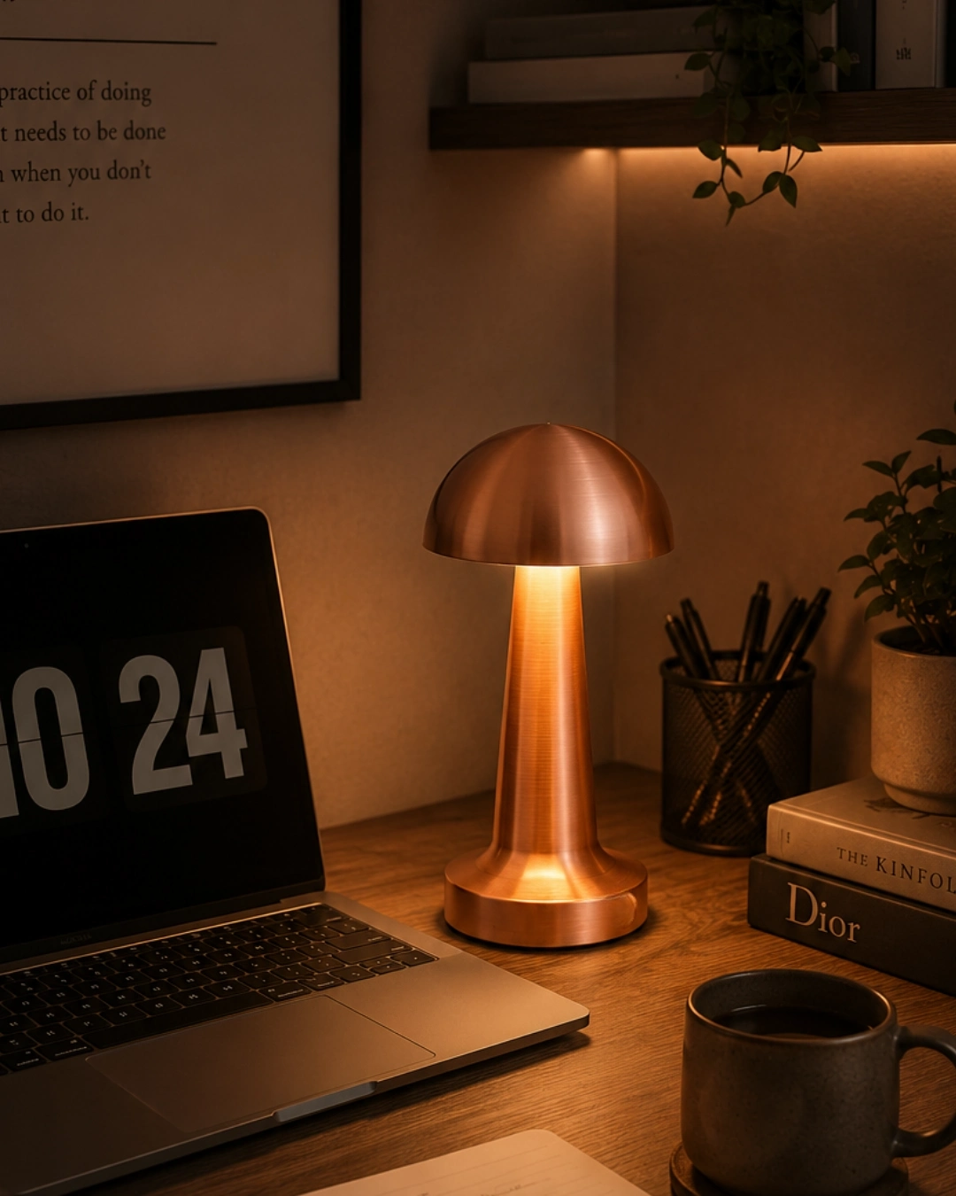 BUĞZ Modern Bronz Mantar Masa Lambası LED Dokunmatik Dekoratif Aydınlatma