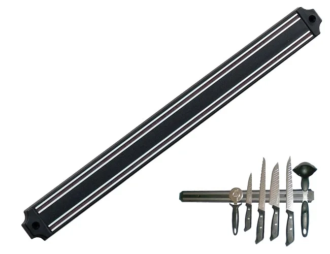 BUĞZ Mutfak Duvarına Monte Mıknatıslı Geniş Bıçak Tutucu Stand - 55 Cm - Siyah - Paslanmaz Çelik BUĞZ Mutfak Duvarına Monte Mıknatıslı Geniş Bıçak Tutucu Stand - 55 Cm - Siyah - Paslanmaz Çelik