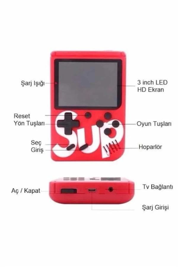 BUĞZ Nostalji Oyunlu Mini Atari Gamebox 400 Oyunlu El Atarisi