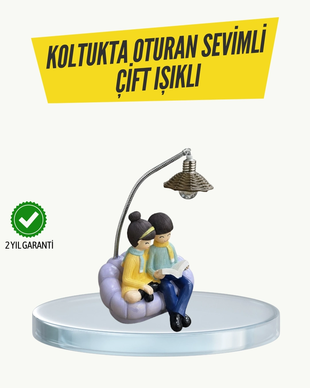 BUĞZ Okuyan Çift Figürlü Dekoratif Gece Lambası Hediye Seçeneği