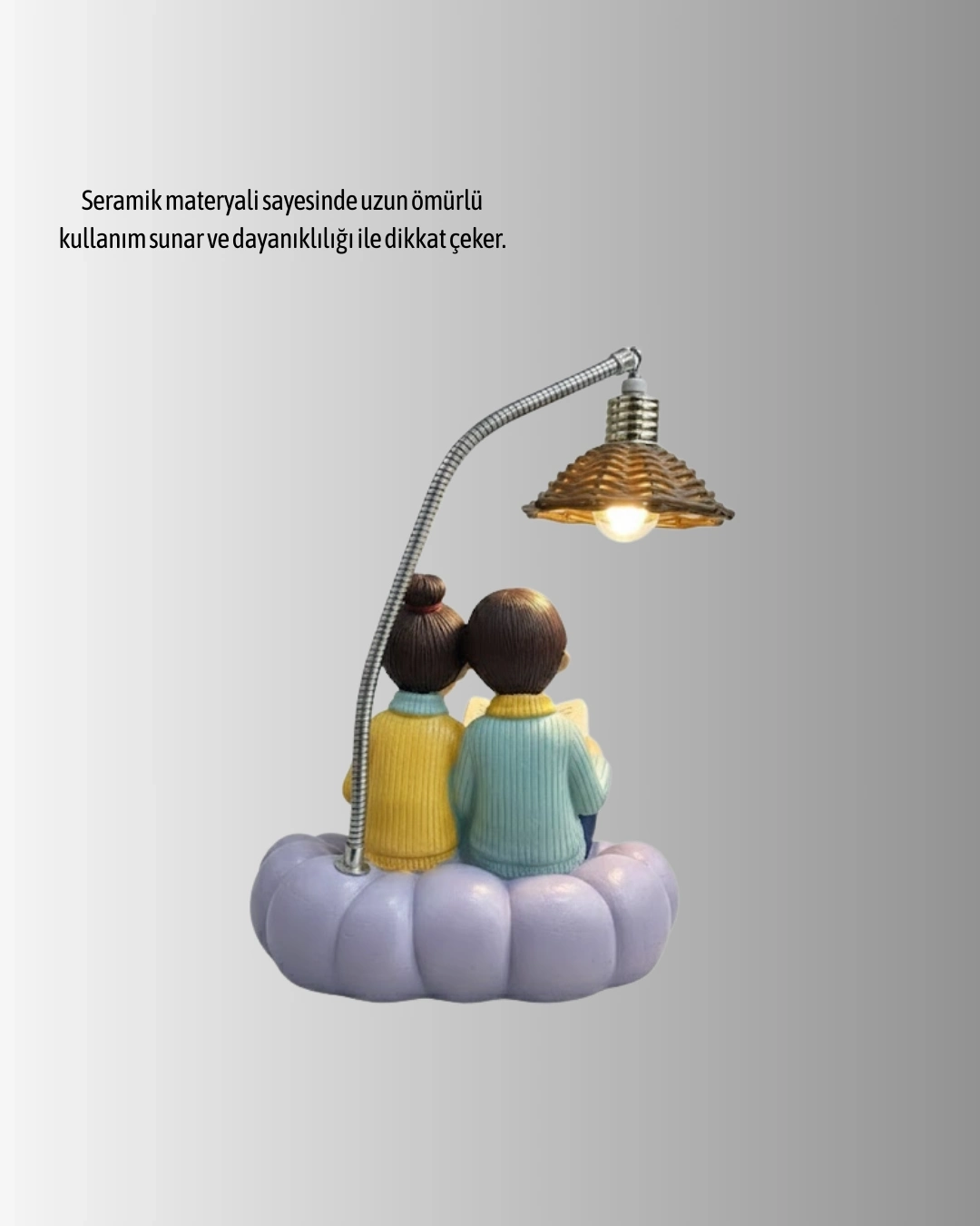 BUĞZ Okuyan Çift Figürlü Dekoratif Gece Lambası Hediye Seçeneği