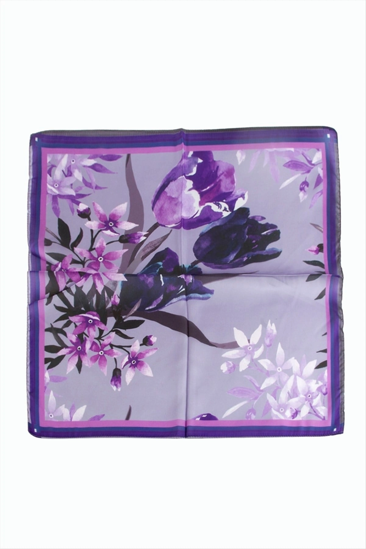 BUĞZ Orkide Desenli Zr Şifon Fular 50*50 cm