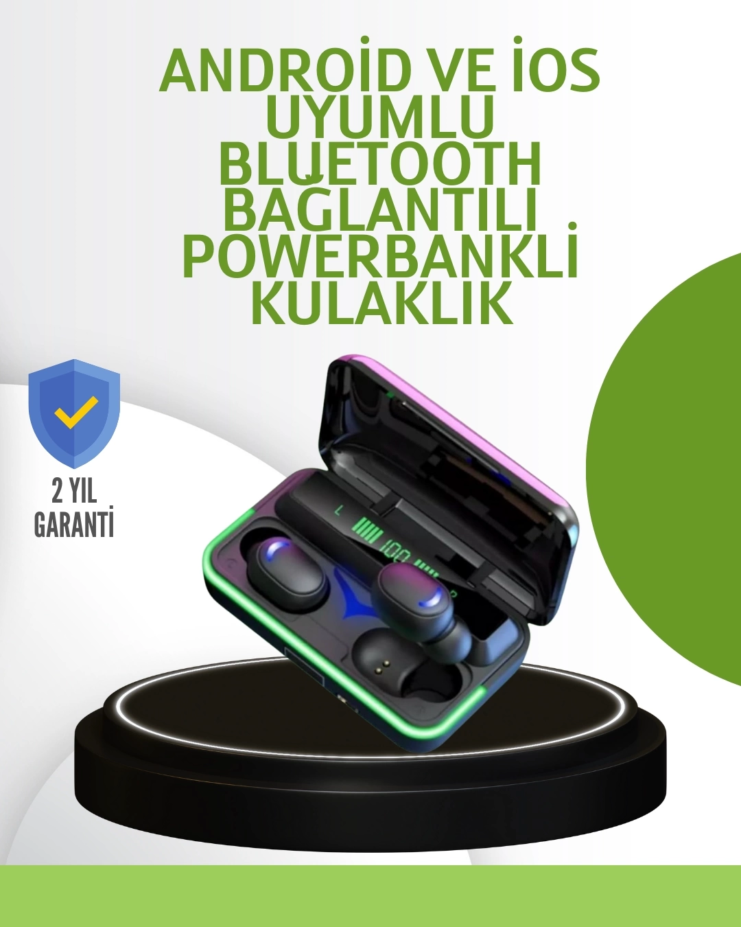 BUĞZ Oyun Modlu E10 Bluetooth Kulaklık Powerbank ve LED Ekranlı