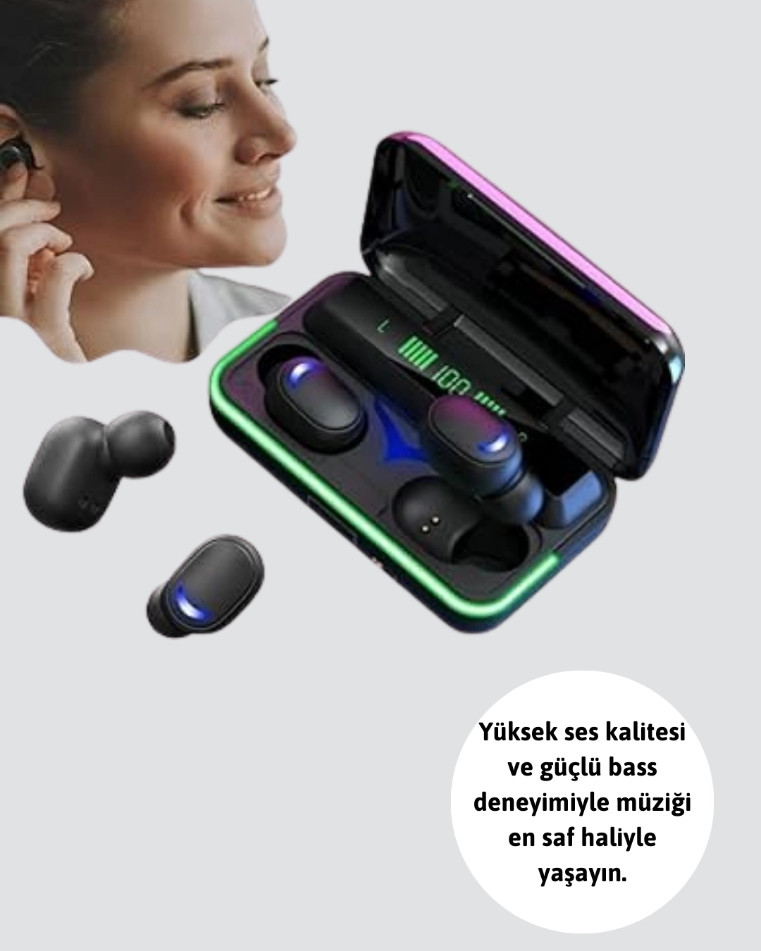 BUĞZ Oyun Modlu E10 Bluetooth Kulaklık Powerbank ve LED Ekranlı BUĞZ Oyun Modlu E10 Bluetooth Kulaklık Powerbank ve LED Ekranlı