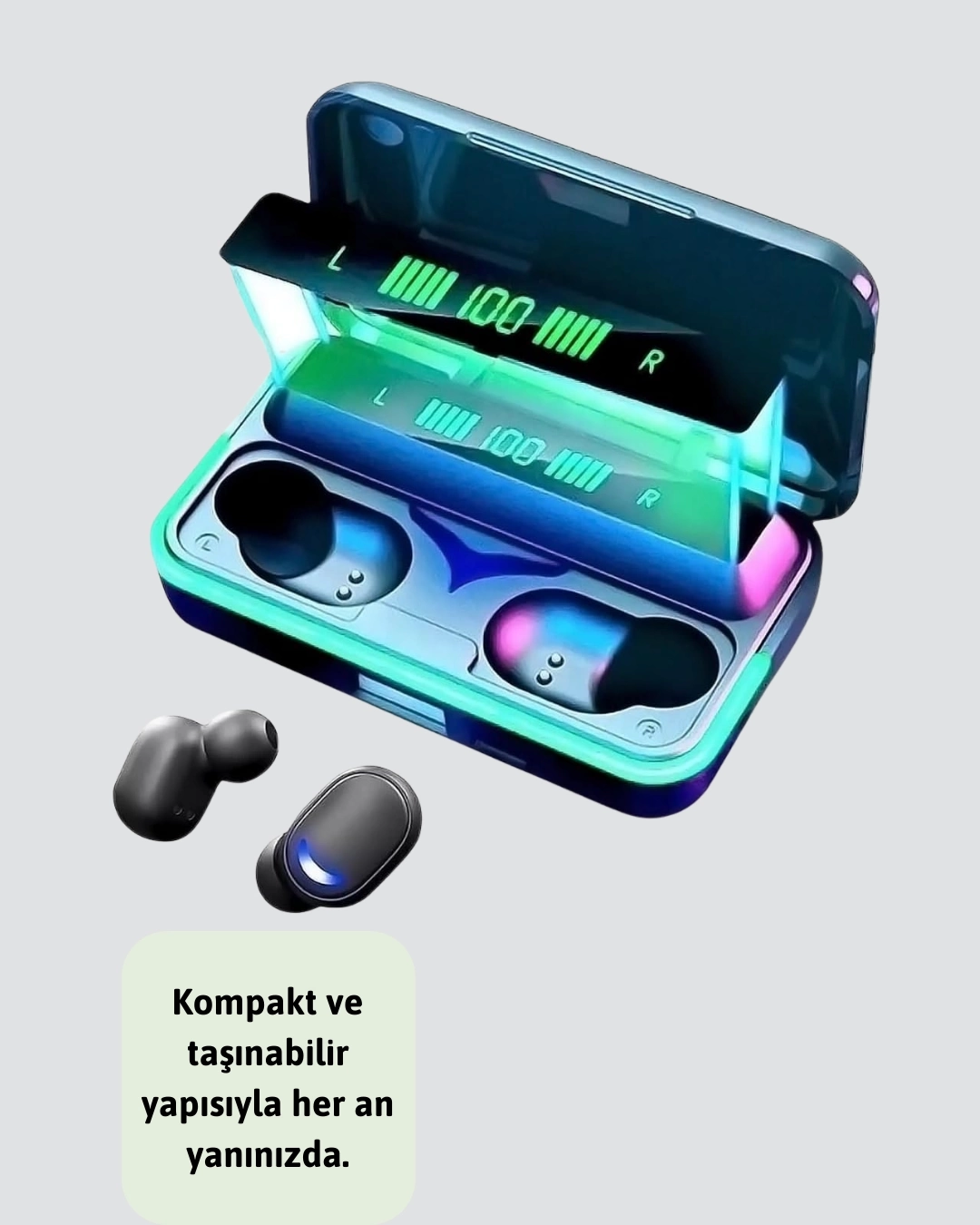 BUĞZ Oyun Modlu E10 Bluetooth Kulaklık Powerbank ve LED Ekranlı