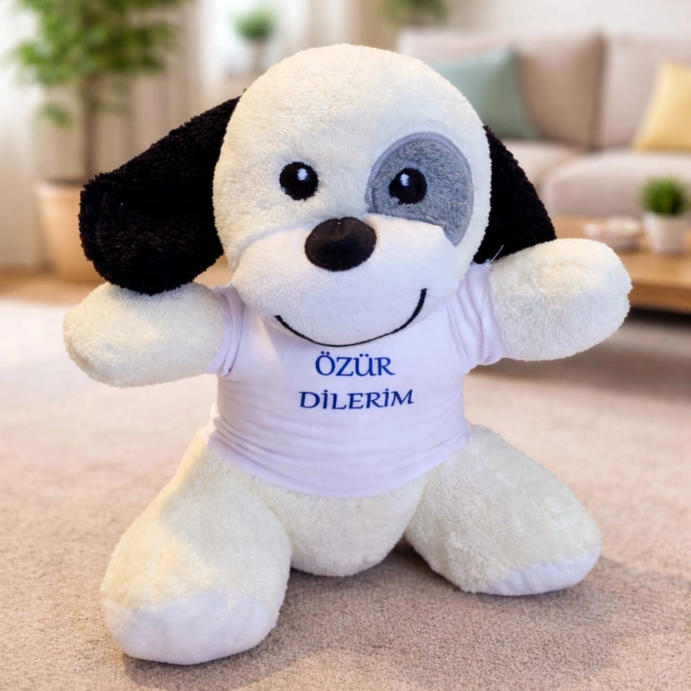BUĞZ ÖZÜR DİLERİM TİŞÖRTLÜ SEVİMLİ BENEKLİ PELUŞ KÖPEK BUĞZ ÖZÜR DİLERİM TİŞÖRTLÜ SEVİMLİ BENEKLİ PELUŞ KÖPEK