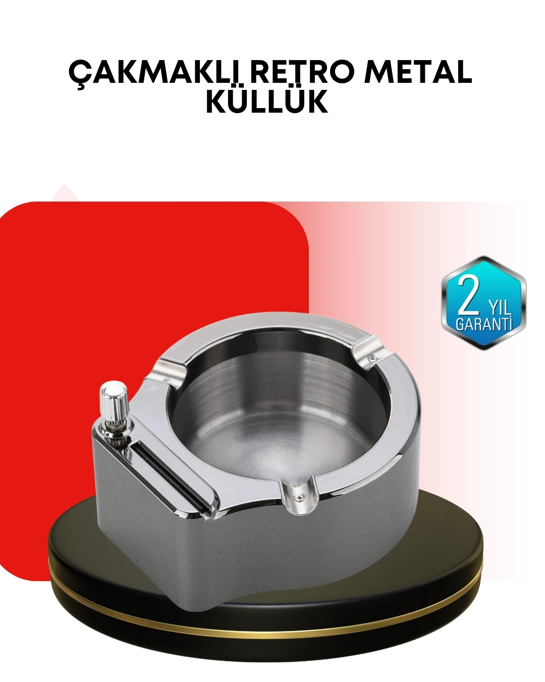 BUĞZ Paslanmaz Çakmaklı Küllük Modern Masa Üstü Aksesuar