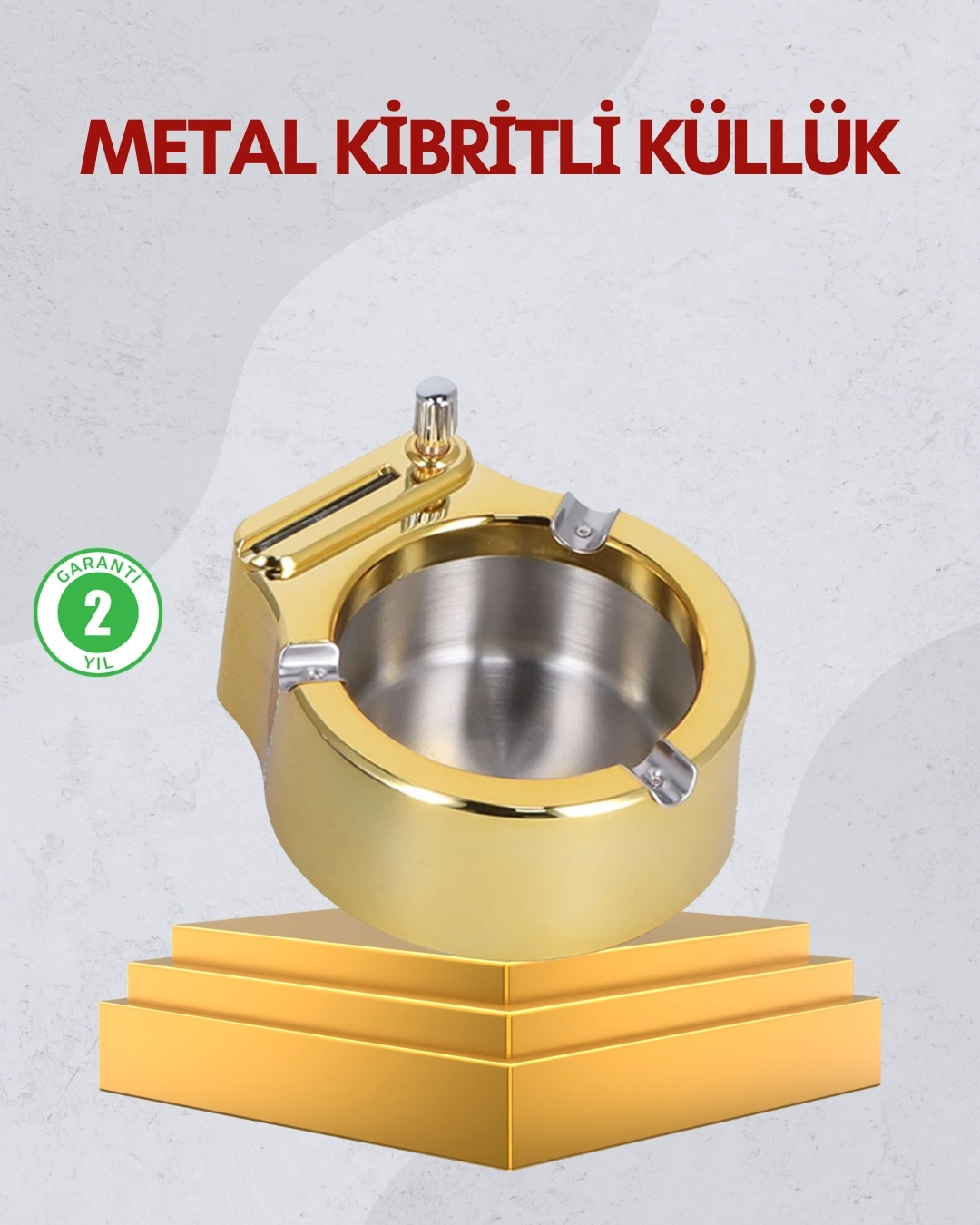BUĞZ Paslanmaz Çelik Küllük Çakmaklı Masa Üstü Kullanım