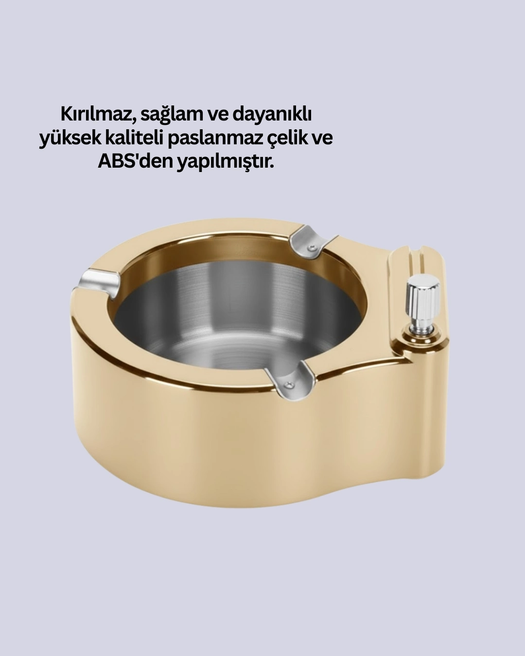BUĞZ Paslanmaz Çelik Küllük Çakmaklı Masa Üstü Kullanım