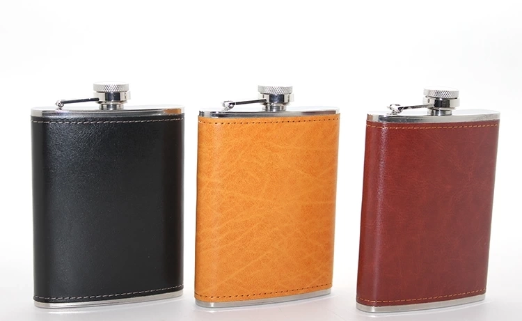 BUĞZ Paslanmaz Çelik Tekli 8 Oz Derili Matara  Alk2661