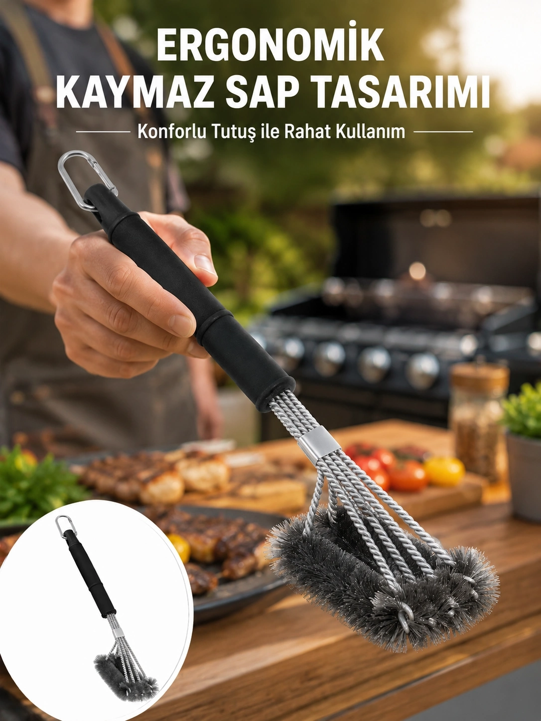 BUĞZ Paslanmaz Çelik Telli Mangal Temizlik Fırçası Yeni Nesil