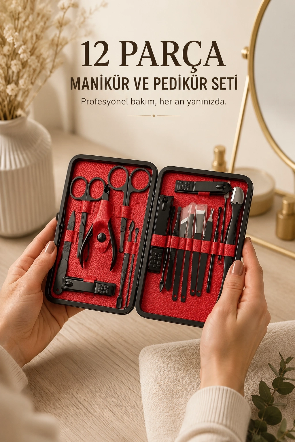 BUĞZ Paslanmaz Çelik Uçlu 17 Parça Profesyonel Manikür ve Pedikür Seti