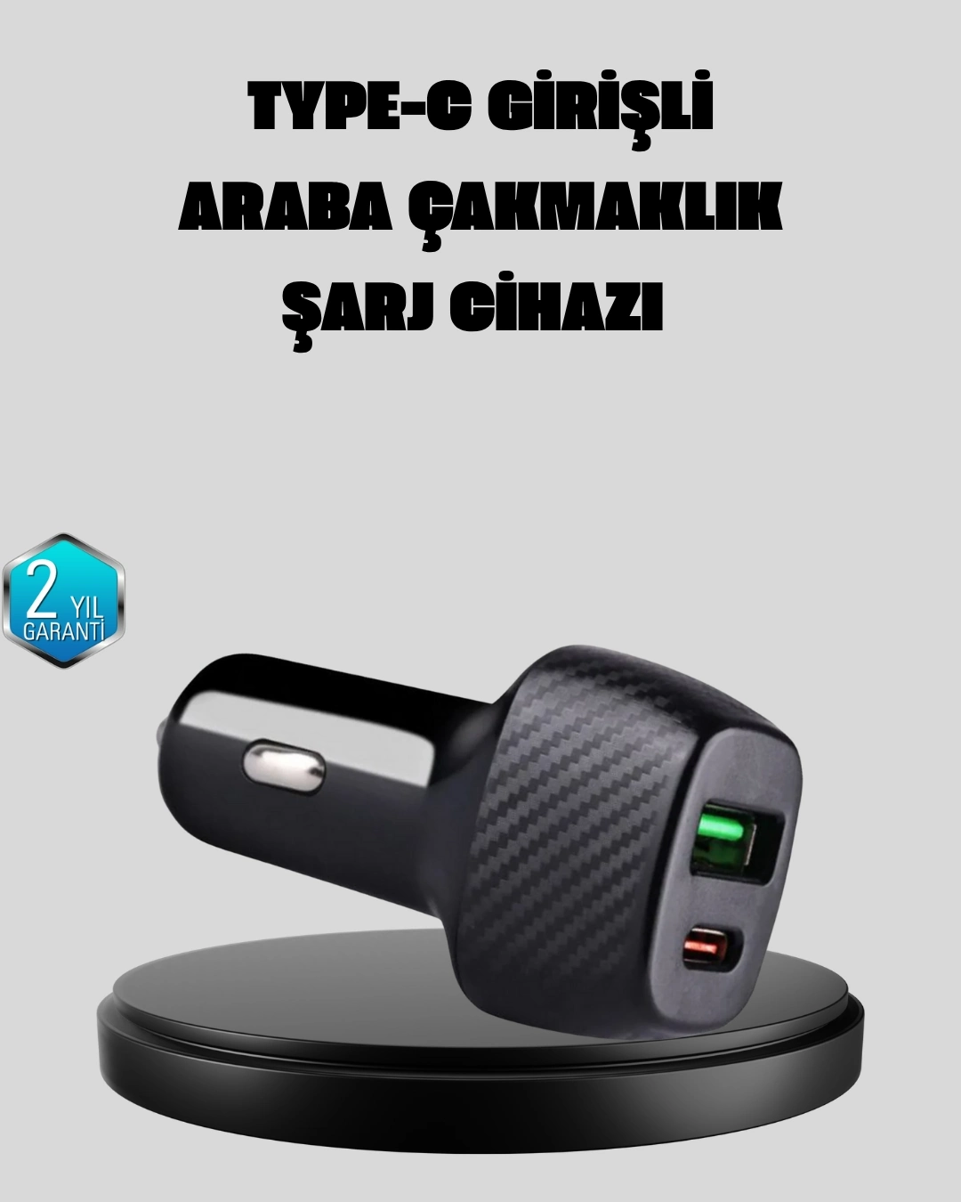 BUĞZ PD Destekli 38W Araç Şarj Başlığı Type-C + USB Çift Çıkış Hızlı Şarj