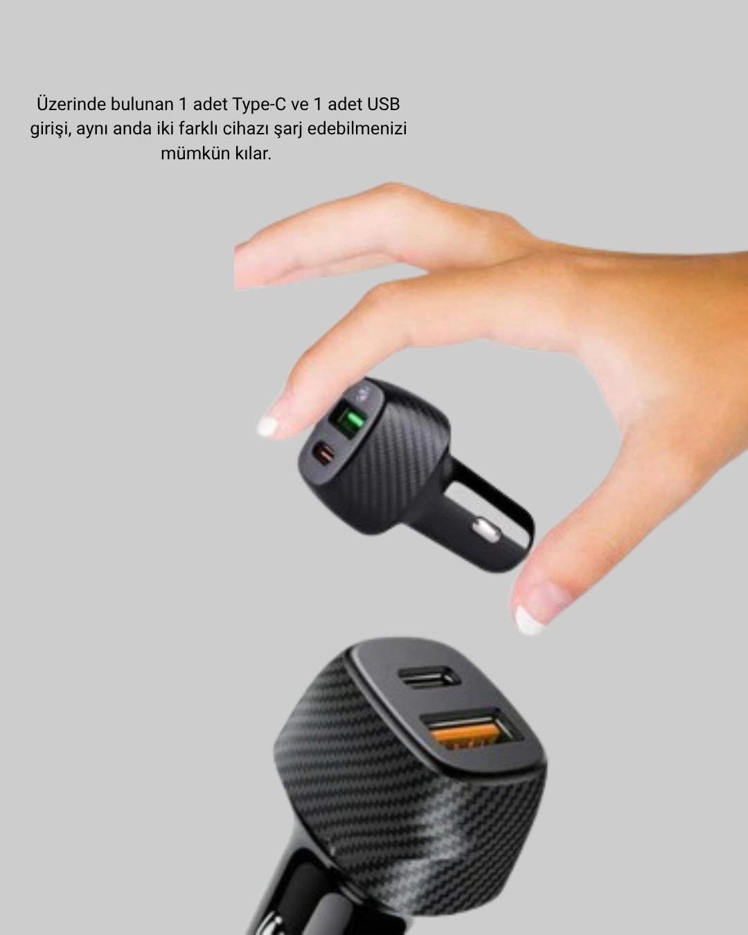 BUĞZ PD Destekli 38W Araç Şarj Başlığı Type-C + USB Çift Çıkış Hızlı Şarj