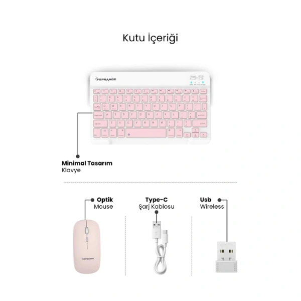 BUĞZ PEMBE KABLOSUZ KLAVYE VE MOUSE SETİ BUĞZ PEMBE KABLOSUZ KLAVYE VE MOUSE SETİ