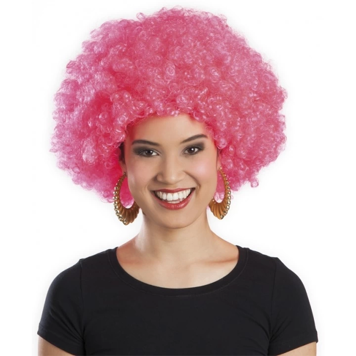 BUĞZ Pembe Renk Kıvırcık Afro Bonus Peruk