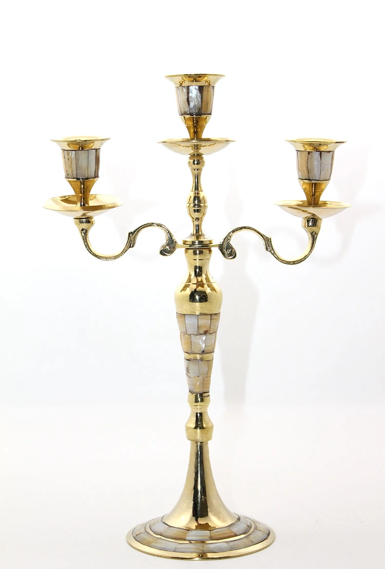 BUĞZ PİRİNÇ SEDEFLİ 3'LÜ ŞAMDAN MODEL 1