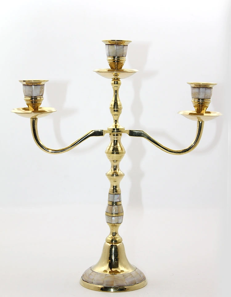 BUĞZ PİRİNÇ SEDEFLİ 3'LÜ ŞAMDAN MODEL 2