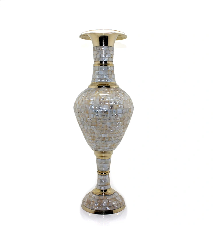 BUĞZ PİRİNÇ SEDEFLİ VAZO 45 CM