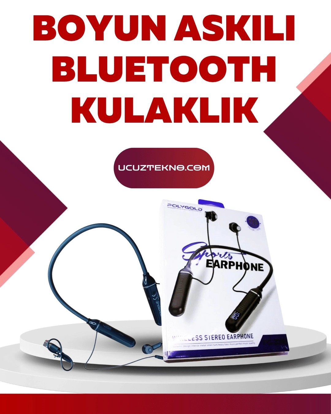 BUĞZ Polygold PG-100 Bluetooth Kulaklık – Ergonomik Boyun Bantlı Tasarım, Net Ses ve Konfor
