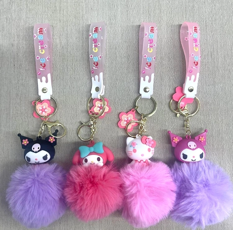 BUĞZ Ponponlu Kuromi Ve Hello Kitty Anahtarlık Alk4246
