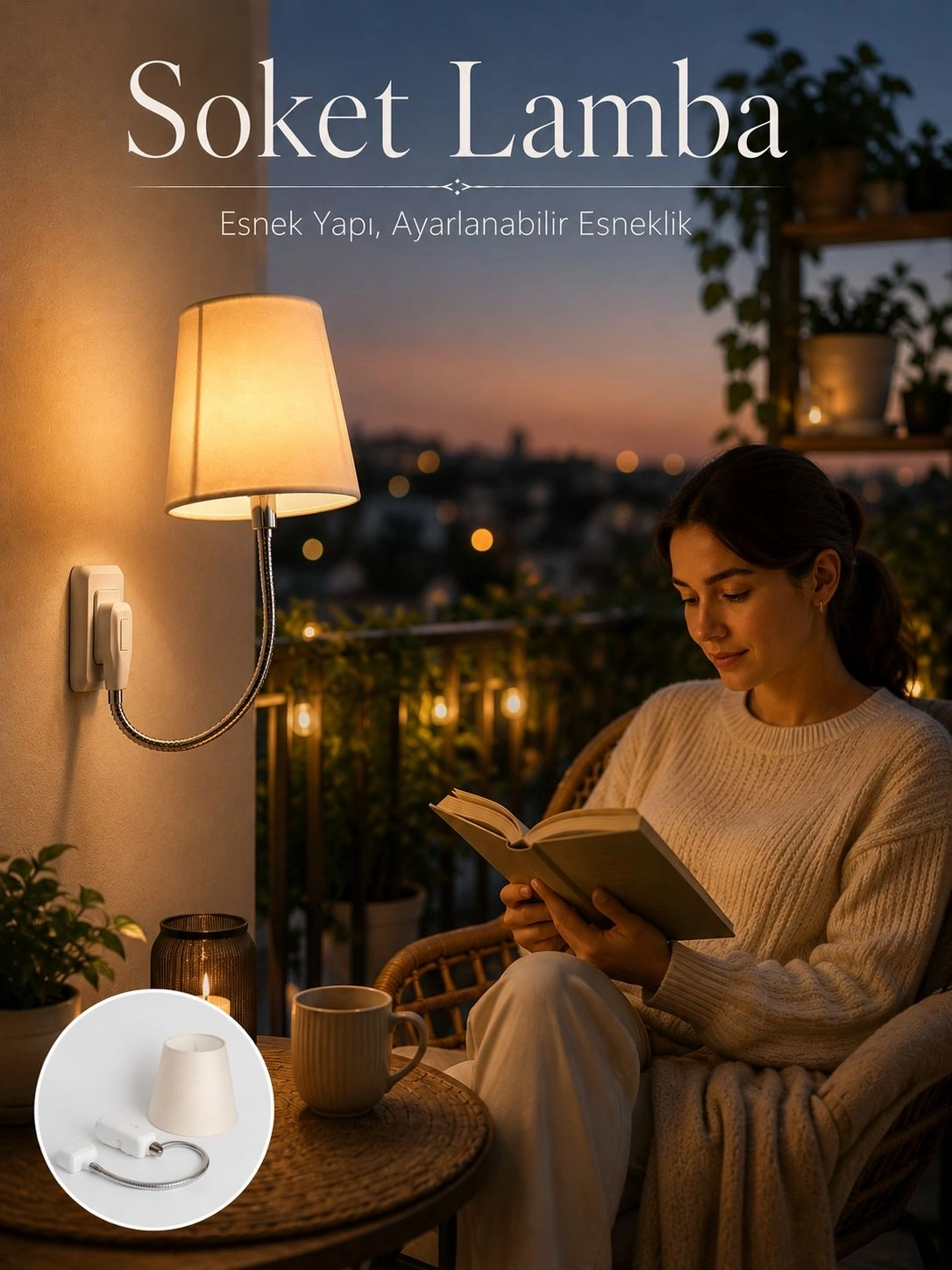 BUĞZ Priz Lambası Esnek Kollu Yatak Başı Aydınlatma