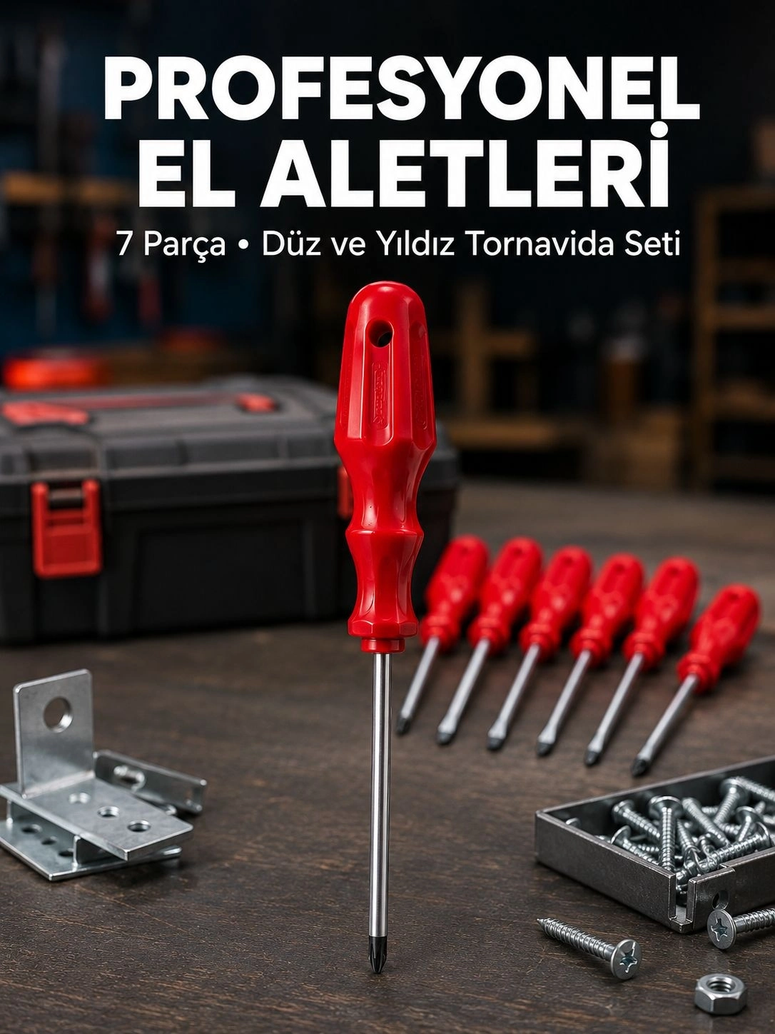 BUĞZ Profesyonel 7 Parça Tornavida Seti Ergonomik Saplı El Aleti