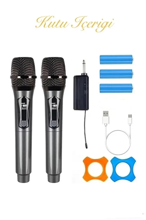 BUĞZ Profesyonel Çiftli Kablosuz Mikrofon Seti Karaoke Şarj Edilebilir 50 Metre BUĞZ Profesyonel Çiftli Kablosuz Mikrofon Seti Karaoke Şarj Edilebilir 50 Metre